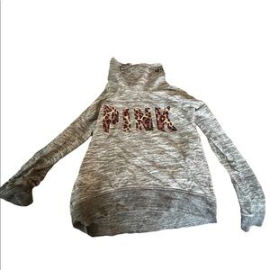 PINK cow neck sweatshirt